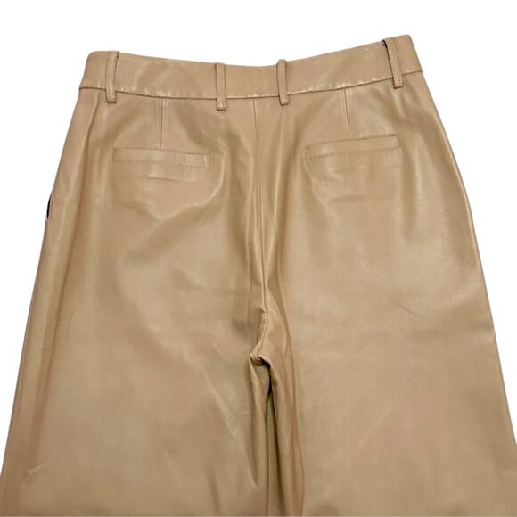 LAFAYETTE 148 100%Lamb Leather Wide Leg High Rise Leather Pants Trouser Brown 4 - Picture 6 of 11